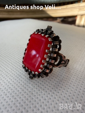 Сребърен пръстен с корал №7729 