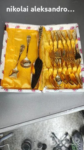 к-т лъжици и вилици позлатени , снимка 4 - Антикварни и старинни предмети - 49874413