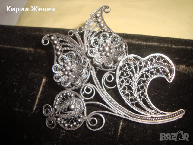 ИЗУМИТЕЛНО КРАСИВА ФИЛИГРАННА СРЕБЪРНА БРОШКА 19 ВЕК ВИСОКА ПРОБА СРЕБРО РЪЧНА РАБОТА БИЖУ 22626, снимка 6 - Антикварни и старинни предмети - 33045225