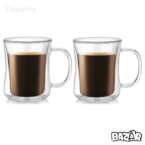 Стъклена чаша за капучино или чай с двойно дъно 350 мл, снимка 2 - Чаши - 43906160