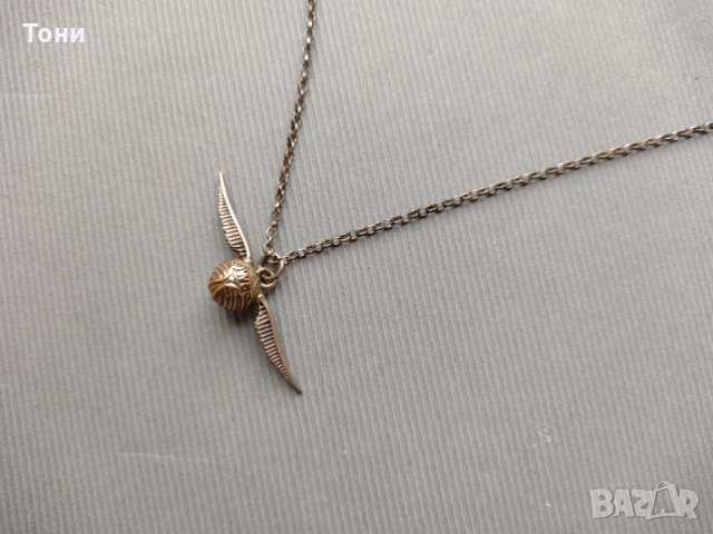 Сребърно Колие Хари Потър Златният Снич / висулка , снимка 2 - Колиета, медальони, синджири - 35405509