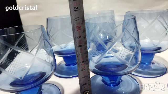 Стари стъклени чаши кобалт, снимка 3 - Антикварни и старинни предмети - 19293165
