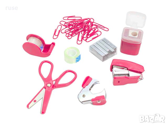 НОВИ! НОВИ! Комплект мини телбод антителбод тиксо държач за тиксо ножичка острилка кламе, снимка 2 - Ученически пособия, канцеларски материали - 27576544