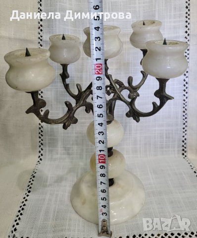 Мраморен свещник за пет броя свещи, снимка 3 - Други - 40054656