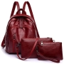 Дамска раница от висококачествена кожа с подарък малка чанта и портмоне , снимка 2