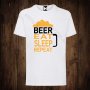 Мъжка тениска с щампа BEER EAT SLEEP REPEAT , снимка 1 - Тениски - 26612929