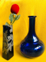 2 винтидж френски стъклени сини вази, снимка 1 - Вази - 36520724
