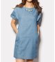 Синя рокля от деним с къс ръкав - M, снимка 2