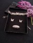 Обеци, гривна и пръстен с пеперуди от медицинска стомана, снимка 1 - Бижутерийни комплекти - 43666283