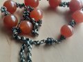 Ретро гердан, етно, карнеол, гранулация, 265к, посребрен бронз,

, снимка 4