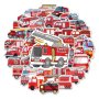 50 бр Пожарна пожарникарска кола самозалепващи лепенки стикери за украса декор, снимка 3