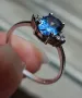 НОВ Сребърен марков пръстен с прекрасен голям син циркон и 6 прозрачни, снимка 5