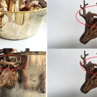 Античен сет чаши с еленска глава и купа от Бронз-Месинг за Хижари или Ловци, снимка 7 - Антикварни и старинни предмети - 38345626