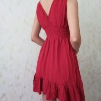 Дамска къса рокля в червен цвят р-р S, снимка 3 - Рокли - 43062014