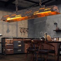 Ретро висяща лампа Полилей с букви в желязо Ресторант Кухня Бар Хол, снимка 2 - Полилеи - 37391619