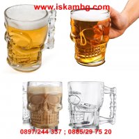 Стъклена халба за бира Череп - код 2227, снимка 5 - Чаши - 26721451