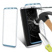 Стъклен протектор за Samsung Galaxy S8+  S8 Plus G955 FullFace син Blue скрийн протектор, снимка 1 - Фолия, протектори - 19503609