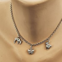 Къс сребърен гердан с три висулки, снимка 1 - Колиета, медальони, синджири - 40761059