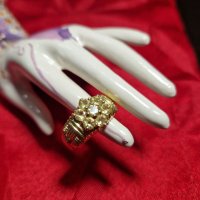 Уникален антикварен сребърен позлатен пръстен с цитрин- 6.56 грама- 925 проба , снимка 9 - Пръстени - 40788836