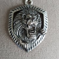 Синджир с медальон - лъвска глава. Винтидж., снимка 1 - Колиета, медальони, синджири - 40237610