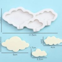 3 облак облака облаци облачета силиконов молд форма фондан близалки гипс декор, снимка 2 - Форми - 40102225