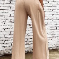 Дамски панталон в бежово, с висока талия и широки крачоли, снимка 10 - Панталони - 44893316