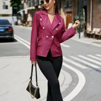 Дамско сако с дълъг ръкав с щампа и ревер, 3цвята - 023, снимка 8 - Сака - 39689601