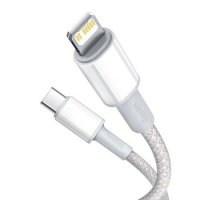 Кабел USB Type C - Lightning 2m 20W Baseus CATLGD-A02 Бяла оплетка PD Cable USB Type-C to Lightning, снимка 3 - USB кабели - 38558229