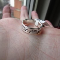Сребърен  пръстен  със стар елфически текст халка 1.7, снимка 1 - Пръстени - 43853619