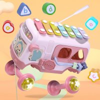 Играчка автобус ксилофон,пиано,сортер куб,разглобява се 12 - 18 месеца, снимка 4 - Образователни игри - 39915822