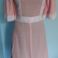 Винтидж кенарена рокля с дантела / Англия , снимка 2 - Рокли - 33306899