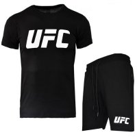 Летен спортен екип UFC, черен, памук и ликра, снимка 1 - Спортни дрехи, екипи - 32743398