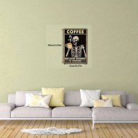 Постер/Картина - Скелет с чаша кафе, снимка 3 - Декорация за дома - 43466616
