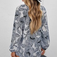 Дамска блуза с принт на цветя, снимка 2 - Блузи с дълъг ръкав и пуловери - 40526101