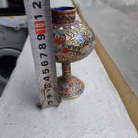 Клоазоне cloisonne клетъчен емайл бронз ваза амфора, снимка 7 - Антикварни и старинни предмети - 44844875