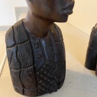 Абаносови глави комплект Африкански стари, снимка 4 - Статуетки - 43239357