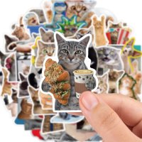 Водоустойчиви стикери 50х бр-Котки,Cats,Kitty(лаптопи,коли,тротинетки,мотори,каски,Xbox,PS4-5 и др), снимка 10 - Аксесоари и консумативи - 36060457