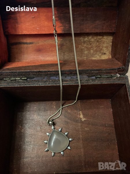Сребърно колие слънце с верижка, снимка 1