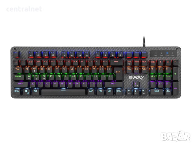 Механична Клавиатура Fury TORNADO, геймърска, подсветка Многоцветна, Черен, USB, снимка 1