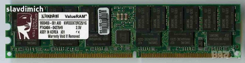 Рам памет RAM Kingston модел KVR333X72RC25 1 GB DDR1 333 Mhz честота, снимка 1