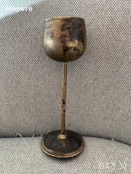 Много стара бронзова чашка,бокалче, снимка 1