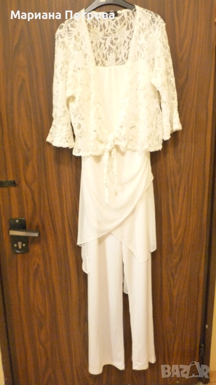 Дамски дълъг гащеризон с туника и връхно елече, снимка 1