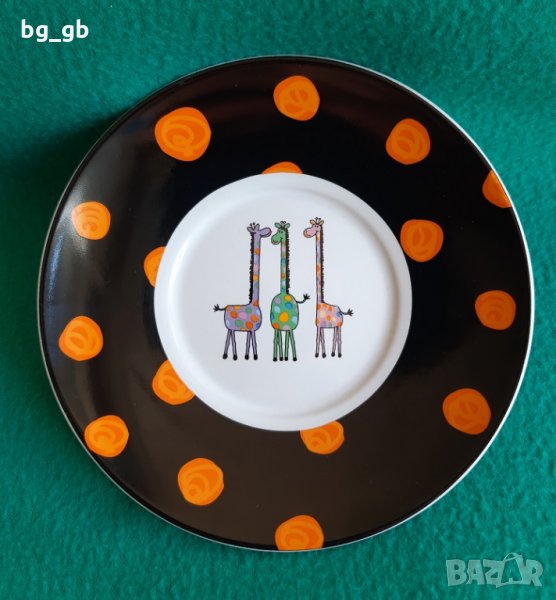 Декоративна чиния с жирафи и фигурка на пате, снимка 1