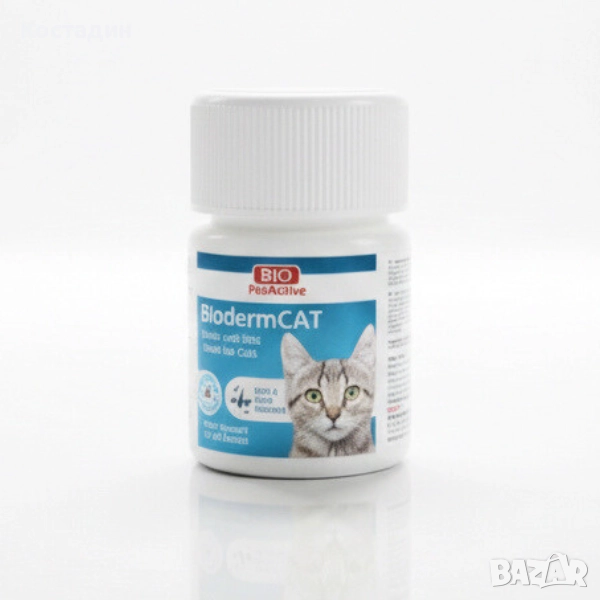 Хранителна добавка за Котки - за Здрава Кожа и Козина - 100бр. - BiodermCAT - Bio PetActive, снимка 1