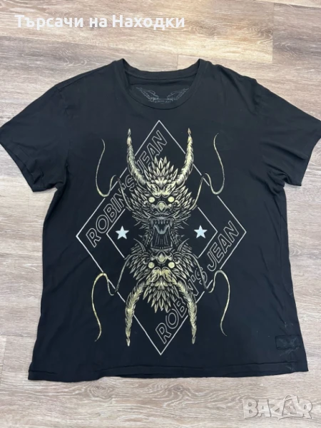 $189 Оригинална мъжка тениска Robins Jeans Black Size 2XL T Shirt, снимка 1