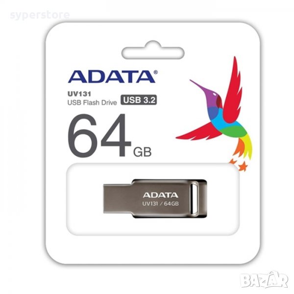 USB Флаш памет, 64GB, U3.0, A-Data UV131, сива, SS300250, снимка 1