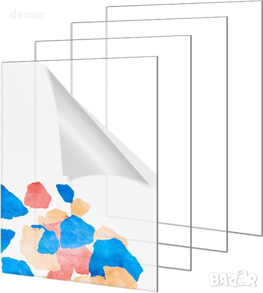 Прозрачни акрилни листове A4 - 4 части с дебелина 1 mm, 297 x 210 mm, снимка 1