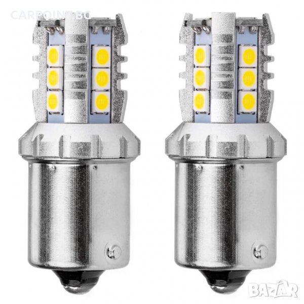 КРУШКИ ДИОДНИ LED CANBUS 3030 16SMD 1156 BA15S P21W R10W R5W БЯЛ 12V 24V 2БР 02796 1КТ., снимка 1