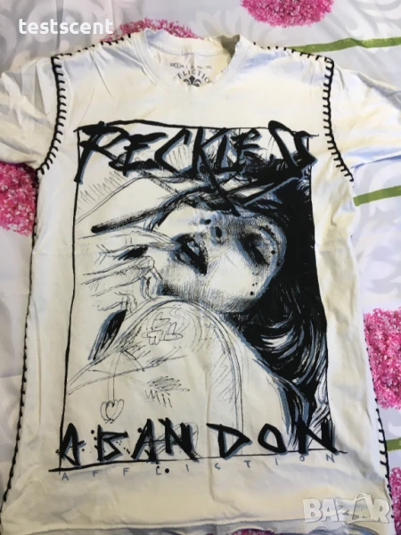Автентична мъжка тениска Affliction Reckless Abandon White, снимка 1