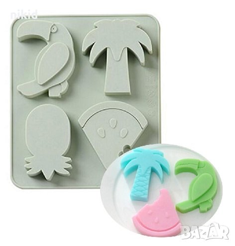 Палма Ананас Диня Папагал големи дълбоки силиконов молд форма калъп за шоколад гипс сапун гипс декор, снимка 1